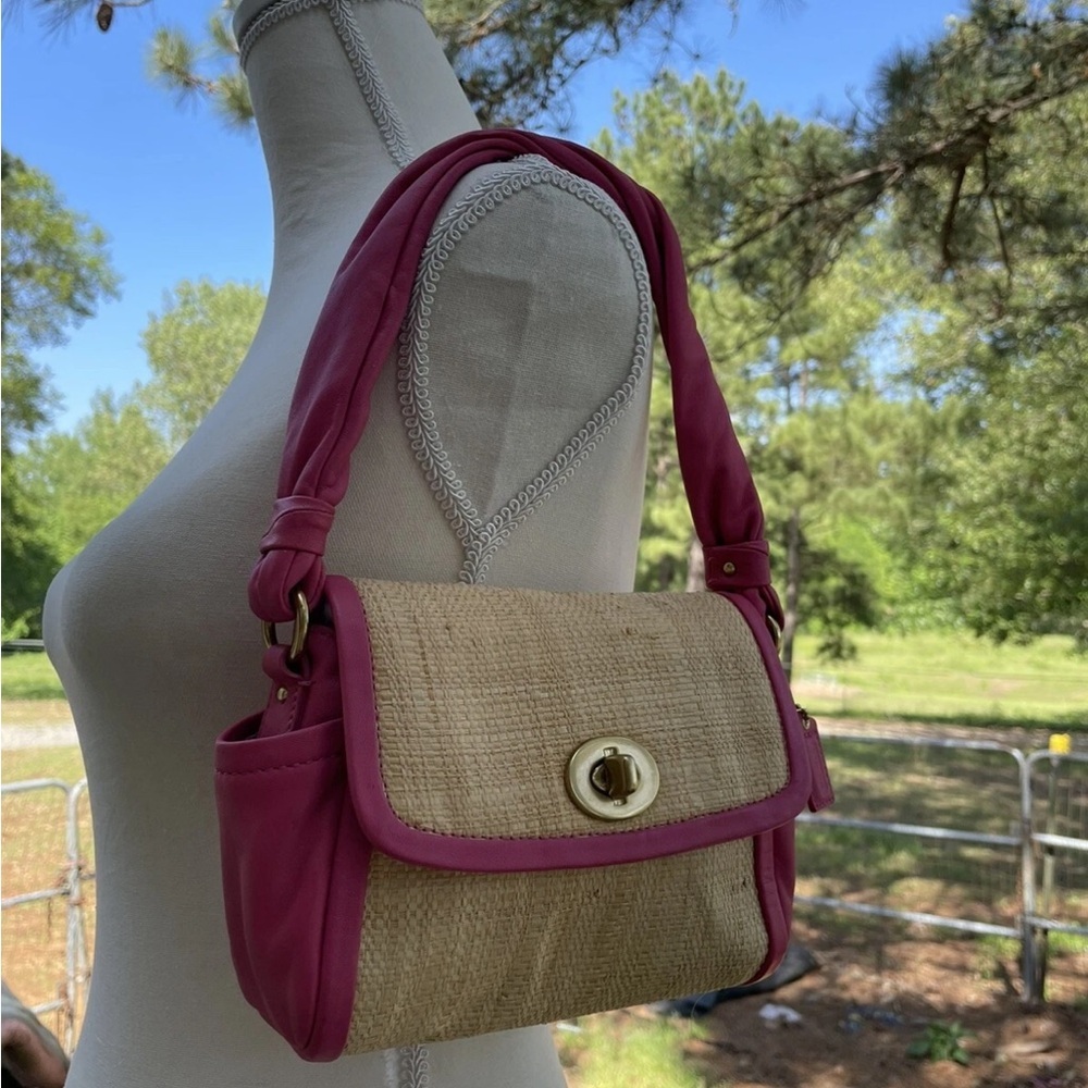 Coach Straw & Leather Shoulder Bag – Style 42475 - Picture 9 of 9